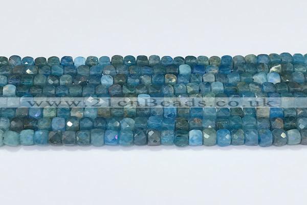 CCU853 15 inches 4mm faceted cube apatite beads