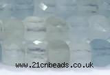 CCU860 15 inches 6mm faceted cube aquamarine beads