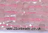 CCU887 15 inches 4mm faceted cube rose quartz beads