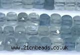 CCU901 15 inches 5mm - 6mm faceted cube aquamarine beads