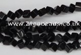 CCU94 15.5 inches 4*4mm cube black agate beads wholesale