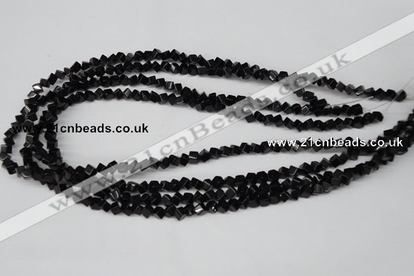 CCU94 15.5 inches 4*4mm cube black agate beads wholesale