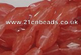 CCY01 15.5 inches 12*22mm faceted rice cherry quartz beads wholesale