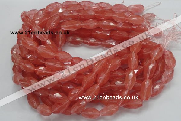 CCY01 15.5 inches 12*22mm faceted rice cherry quartz beads wholesale