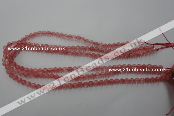 CCY111 15.5 inches 6mm faceted round cherry quartz beads wholesale