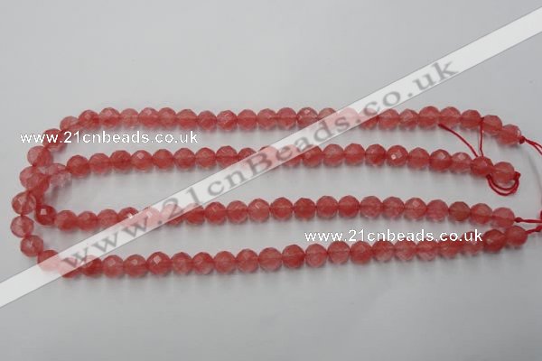 CCY112 15.5 inches 8mm faceted round cherry quartz beads wholesale