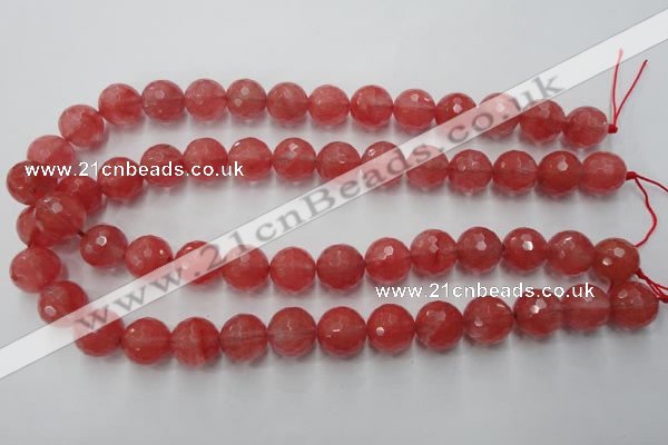 CCY115 15.5 inches 14mm faceted round cherry quartz beads wholesale