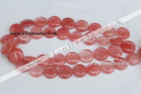 CCY153 15.5 inches 20mm flat round cherry quartz beads wholesale