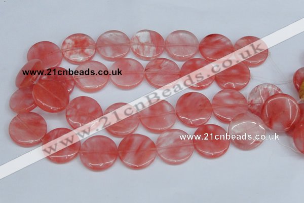 CCY154 15.5 inches 25mm flat round cherry quartz beads wholesale