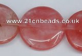 CCY155 15.5 inches 30mm flat round cherry quartz beads wholesale