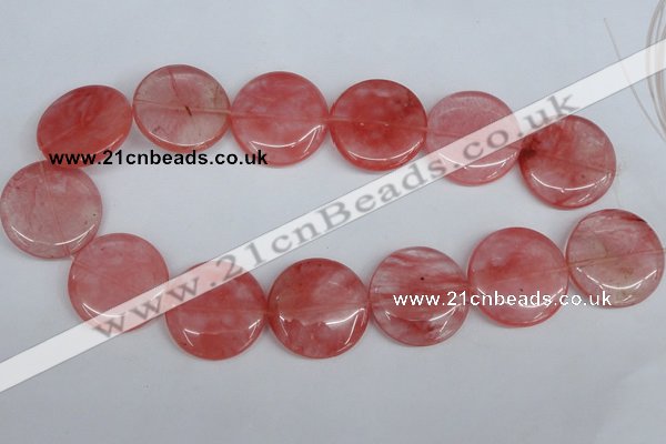 CCY155 15.5 inches 30mm flat round cherry quartz beads wholesale