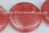 CCY156 15.5 inches 35mm flat round cherry quartz beads wholesale