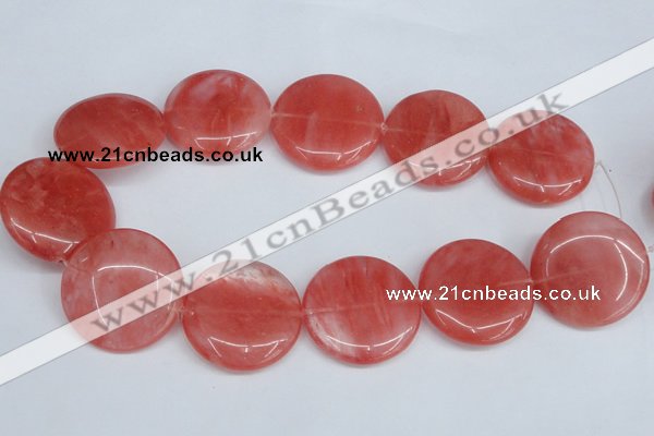 CCY156 15.5 inches 35mm flat round cherry quartz beads wholesale