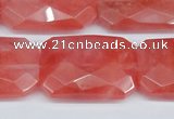 CCY166 15.5 inches 20*30mm faceted rectangle cherry quartz beads