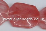 CCY167 15.5 inches 30*40mm wavy rectangle cherry quartz beads