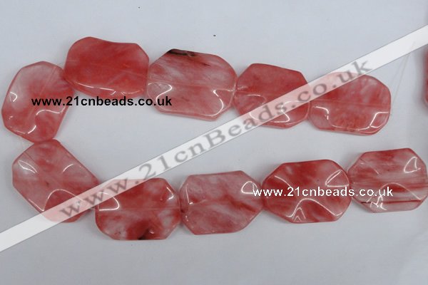 CCY167 15.5 inches 30*40mm wavy rectangle cherry quartz beads