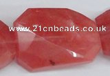 CCY169 15.5 inches 30*40mm twisted & faceted rectangle cherry quartz beads