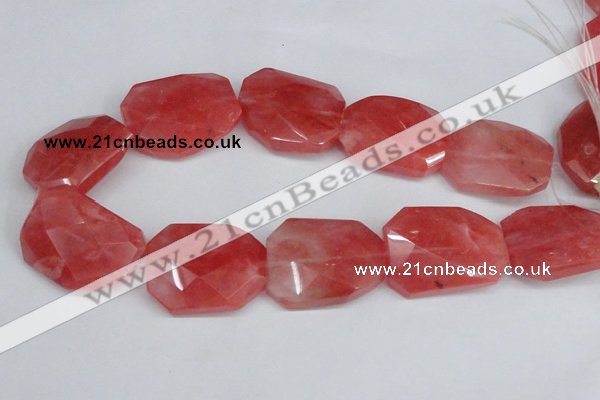 CCY169 15.5 inches 30*40mm twisted & faceted rectangle cherry quartz beads