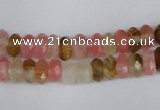 CCY204 15.5 inches 5*8mm faceted rondelle volcano cherry quartz beads