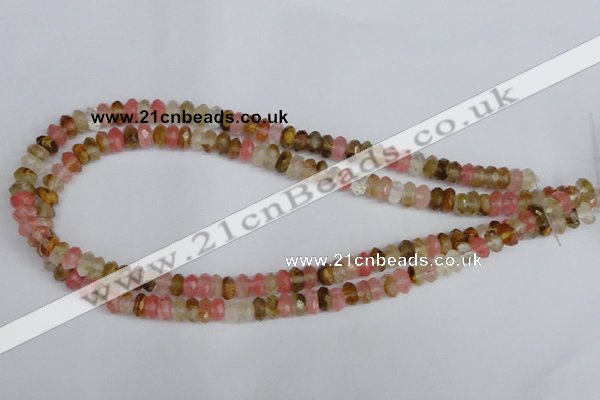 CCY204 15.5 inches 5*8mm faceted rondelle volcano cherry quartz beads