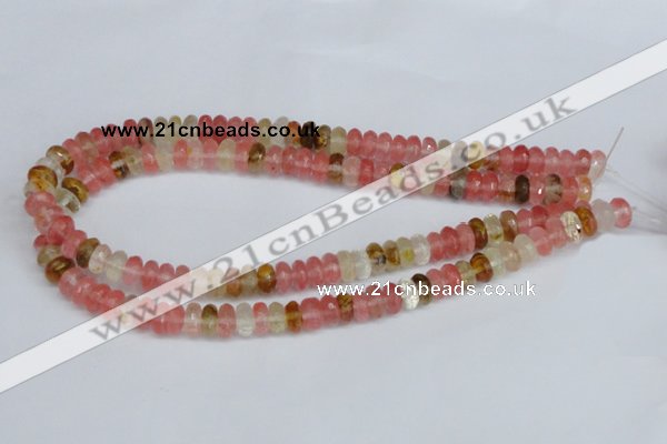 CCY205 15.5 inches 6*10mm faceted rondelle volcano cherry quartz beads