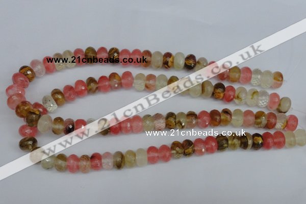 CCY206 15.5 inches 8*12mm faceted rondelle volcano cherry quartz beads