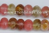 CCY207 15.5 inches 10*14mm faceted rondelle volcano cherry quartz beads