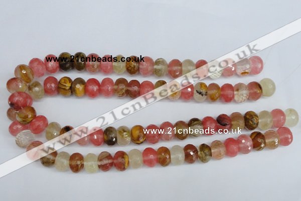 CCY207 15.5 inches 10*14mm faceted rondelle volcano cherry quartz beads