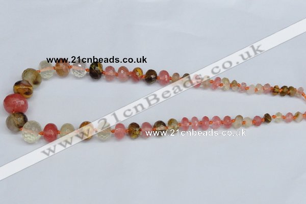 CCY209 4*8mm - 13*18mm faceted rondelle volcano cherry quartz beads