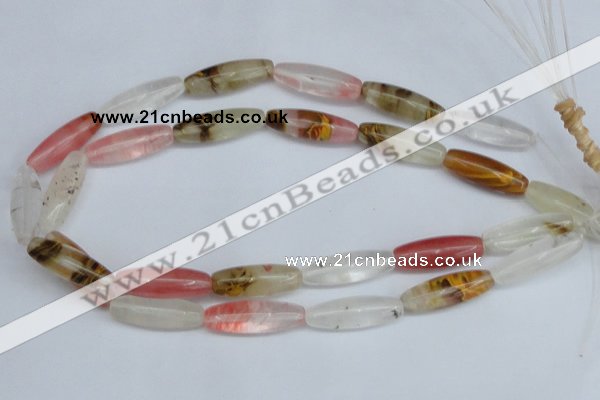 CCY212 15.5 inches 10*30mm rice volcano cherry quartz beads