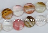 CCY213 15.5 inches 12mm flat round volcano cherry quartz beads