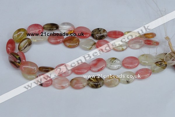 CCY217 15.5 inches 13*18mm oval volcano cherry quartz beads