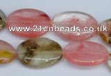 CCY219 15.5 inches 18*25mm oval volcano cherry quartz beads