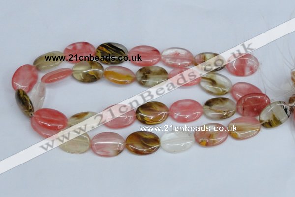 CCY219 15.5 inches 18*25mm oval volcano cherry quartz beads