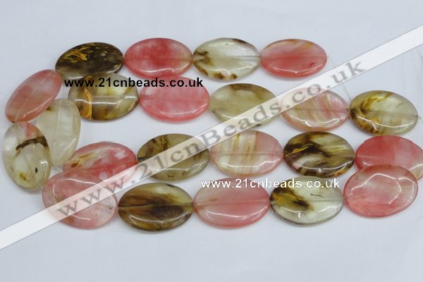 CCY221 15.5 inches 25*35mm oval volcano cherry quartz beads