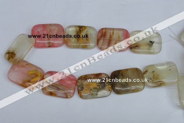 CCY223 15.5 inches 30*40mm rectangle volcano cherry quartz beads