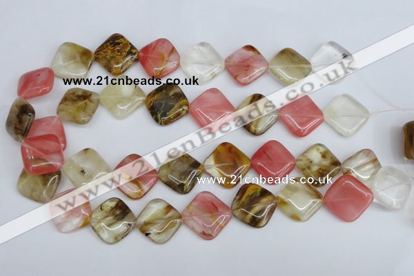 CCY225 15.5 inches 20*20mm diamond volcano cherry quartz beads