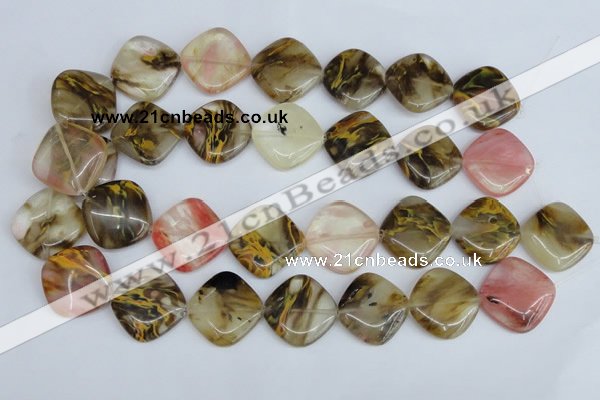 CCY226 15.5 inches 24*24mm diamond volcano cherry quartz beads