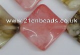 CCY227 15.5 inches 26*26mm wavy diamond volcano cherry quartz beads