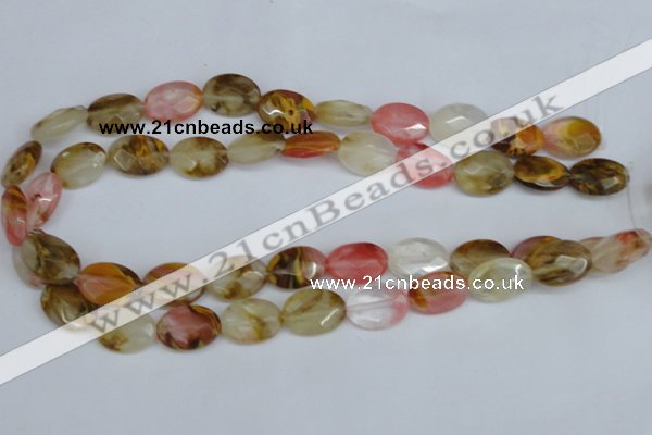 CCY230 15.5 inches 13*18mm faceted oval volcano cherry quartz beads