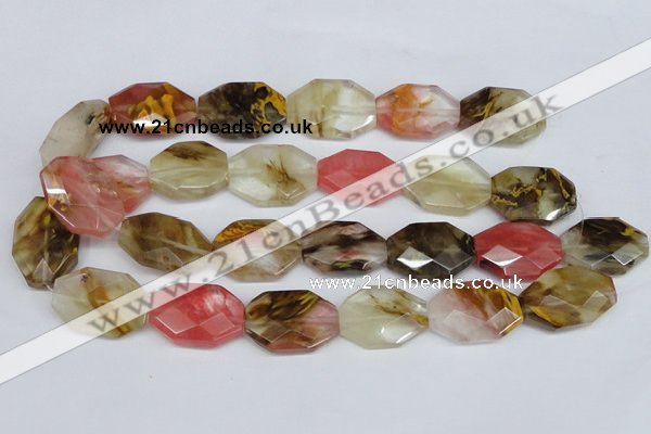 CCY231 15.5 inches 20*30mm faceted octagonal volcano cherry quartz beads