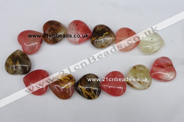 CCY232 15.5 inches 30*30mm heart volcano cherry quartz beads