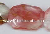 CCY234 30*40mm twisted & faceted rectangle volcano cherry quartz beads