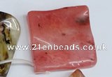 CCY236 Top-drilled 50*50mm wavy diamond volcano cherry quartz beads