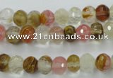 CCY401 15.5 inches 6*8mm faceted rondelle volcano cherry quartz beads