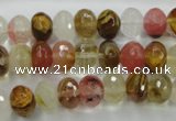 CCY402 15.5 inches 7*10mm faceted rondelle volcano cherry quartz beads