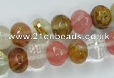 CCY403 15.5 inches 9*12mm faceted rondelle volcano cherry quartz beads