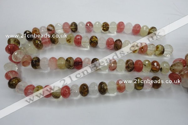 CCY404 15.5 inches 10*14mm faceted rondelle volcano cherry quartz beads