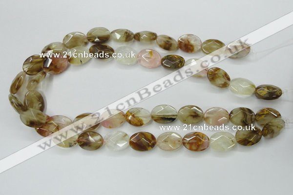 CCY418 15.5 inches 13*18mm faceted oval volcano cherry quartz beads