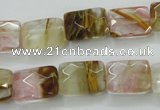 CCY430 15.5 inches 10*14mm faceted rectangle volcano cherry quartz beads